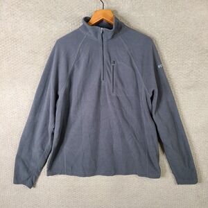 LL Bean Sweater Mens Large Gray 1/4 Zip Fleece Mock Neck‎ Jacket Polyester